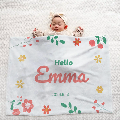 Personalized Large Baby Blanket – Floral Design