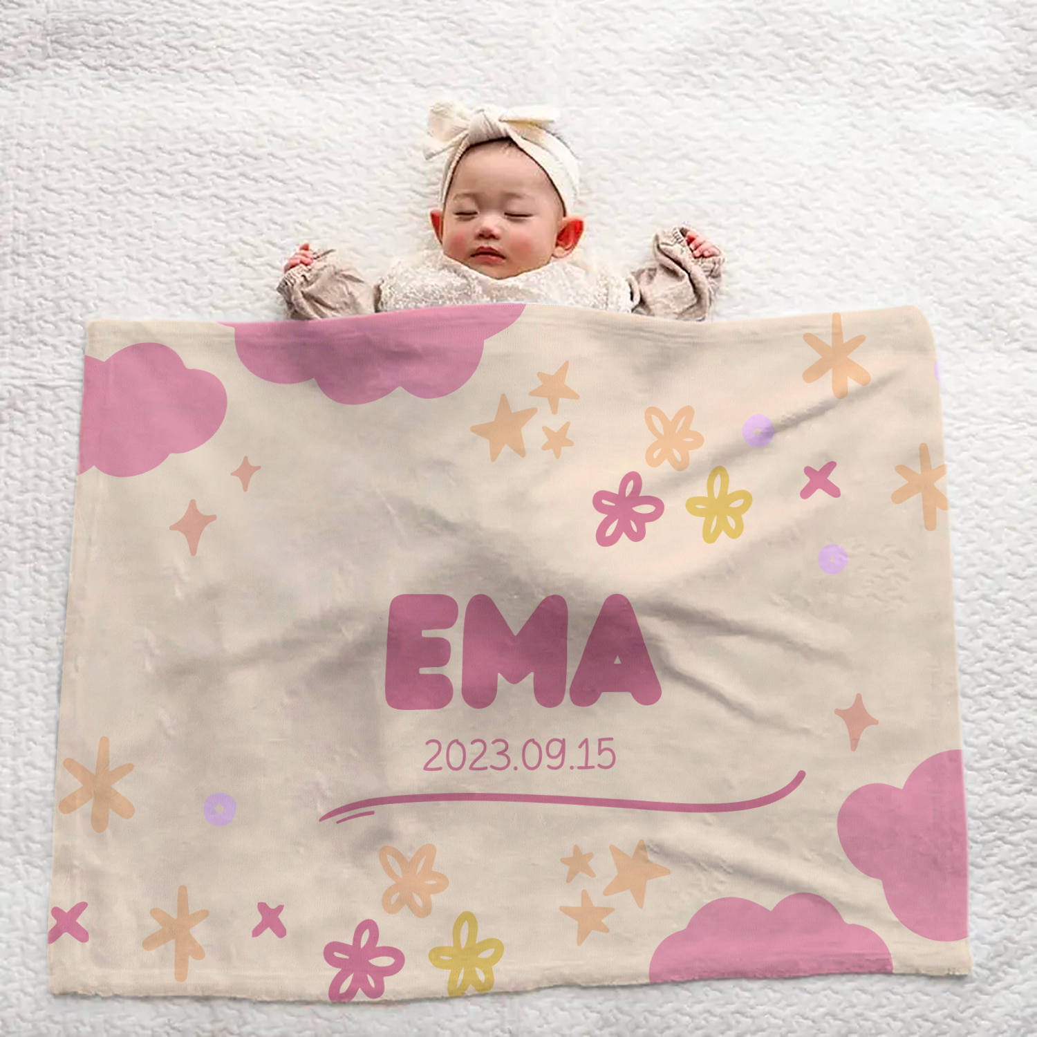 Personalized Baby Blanket | Best Gift | Clouds & Stars