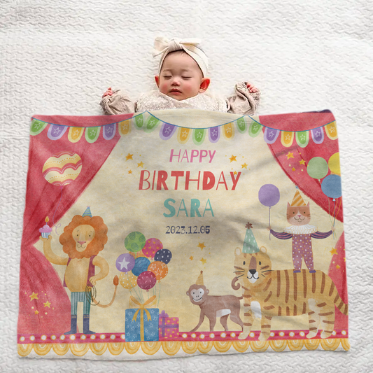 Personalized Baby Blanket | Large Size | Baby Gift | Safari Birthday Party