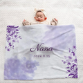 Custom Baby Blanket with Name – Cozy Purple Flower Pattern