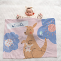 Custom Baby Blanket with Name – Cute Kangaroo Pattern
