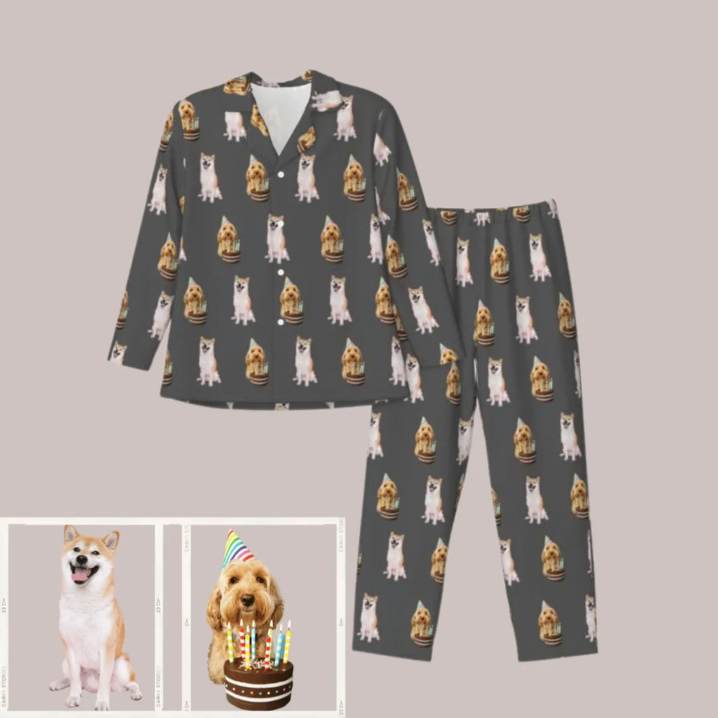 Custom Photo Pajama Set for Men – Personalized Long Sleeve Sleepwear