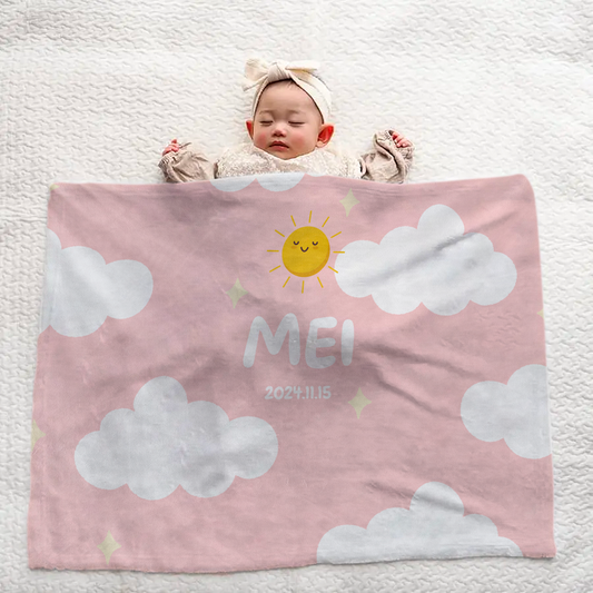 Personalized Large Baby Blanket – Sun & Cloud Design