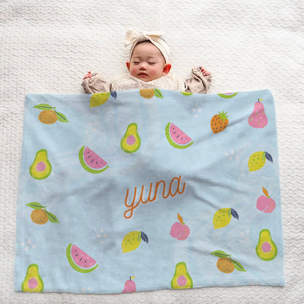 Personalized Large Baby Blanket | Fruit Design