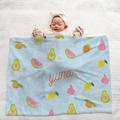 Personalized Large Baby Blanket | Fruit Design