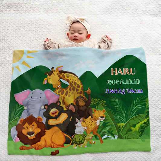 Custom Name Blanket – Forest Friends Theme
