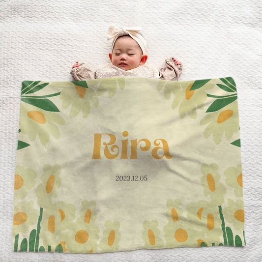 Personalized Baby Blanket | Large Size | Baby Gift | Floral Pattern