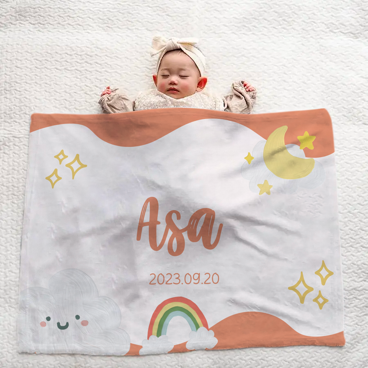 Personalized Baby Blanket for Girls | Best Gift | Stars & Moon