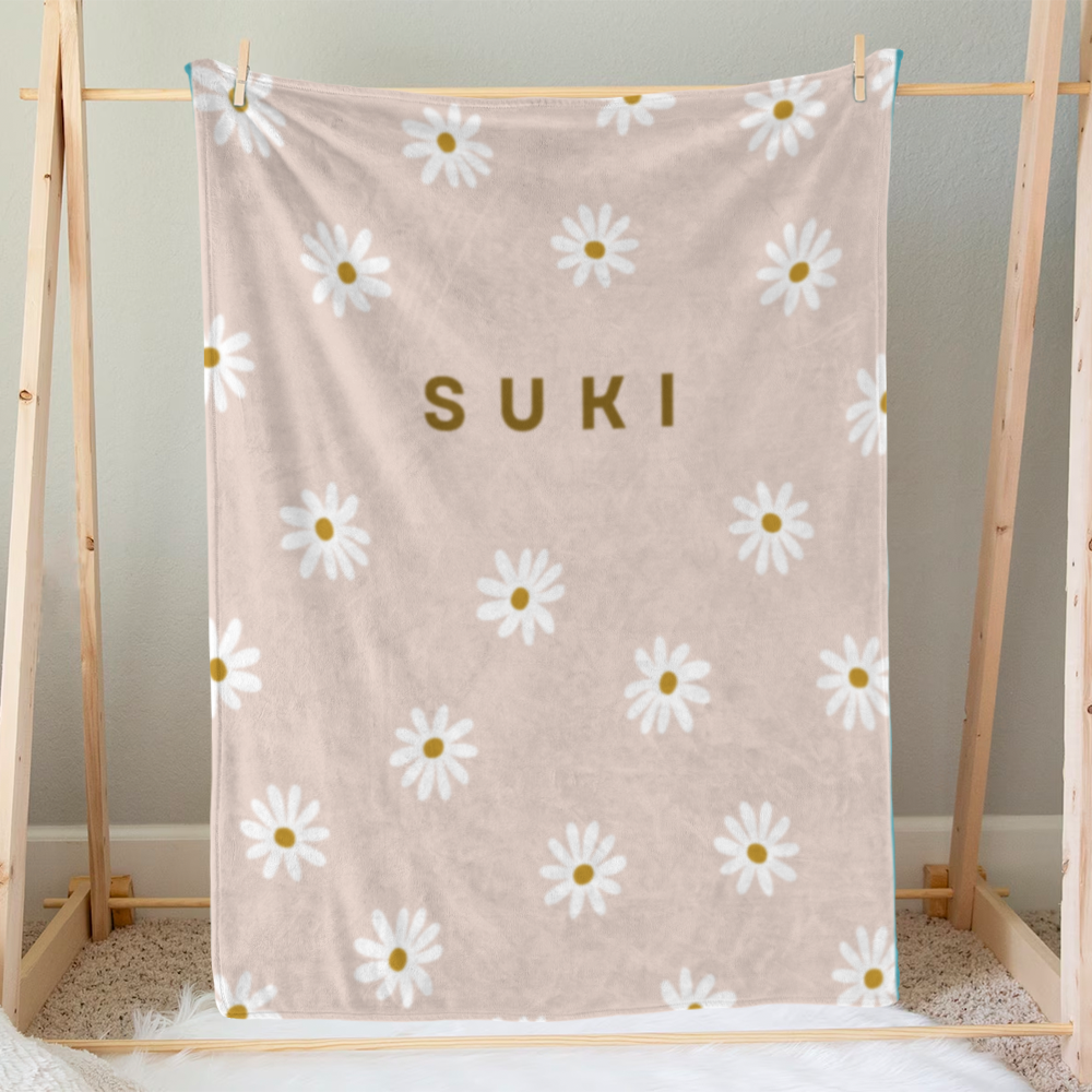 Personalized Baby Blanket for Boys & Girls | Daisy Flower Design