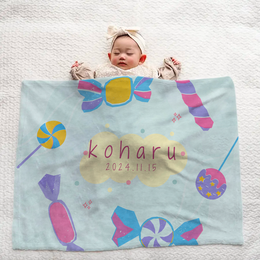 Personalized Baby Blanket with Name – Candy Theme