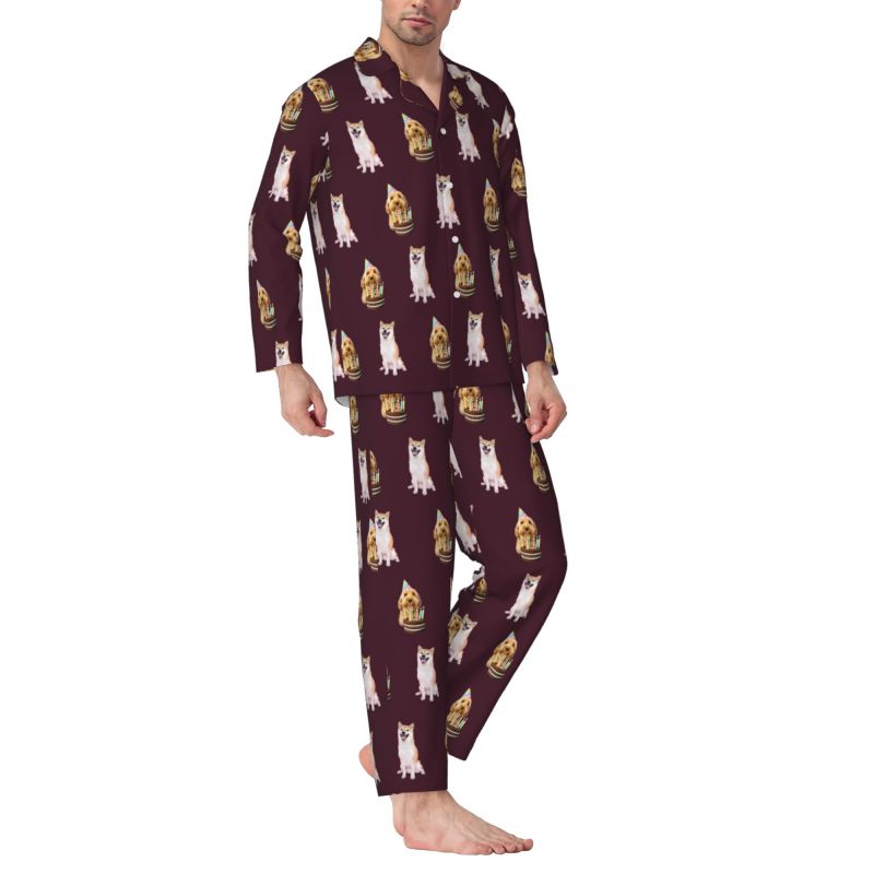 Custom Photo Pajama Set for Men – Personalized Long Sleeve Sleepwear
