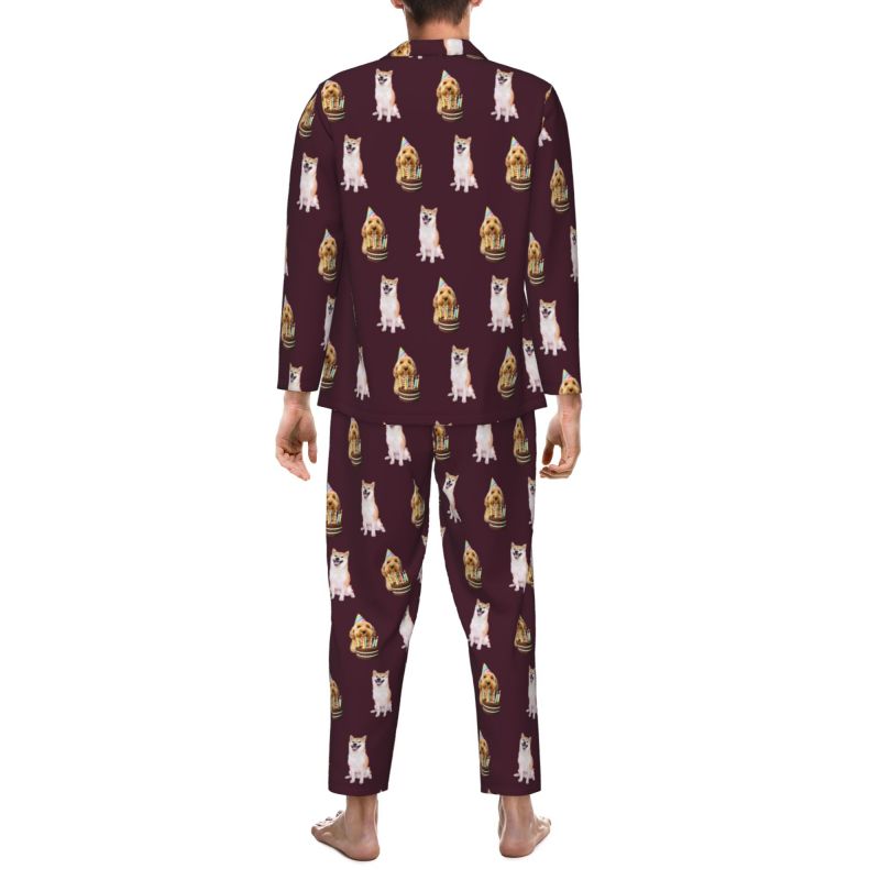 Custom Photo Pajama Set for Men – Personalized Long Sleeve Sleepwear