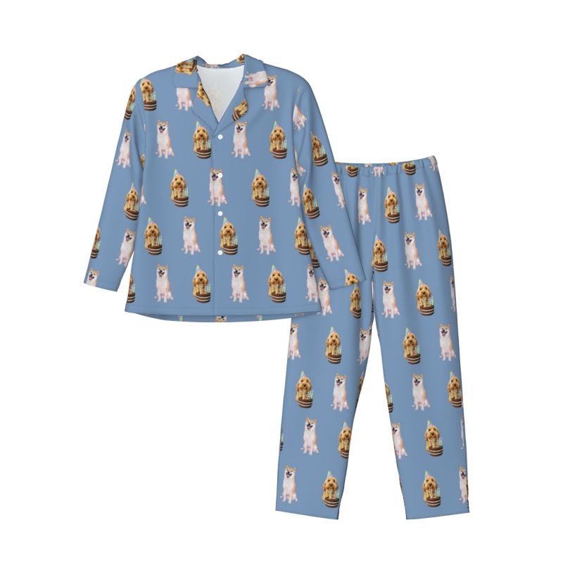 Custom Photo Pajama Set for Men – Personalized Long Sleeve Sleepwear