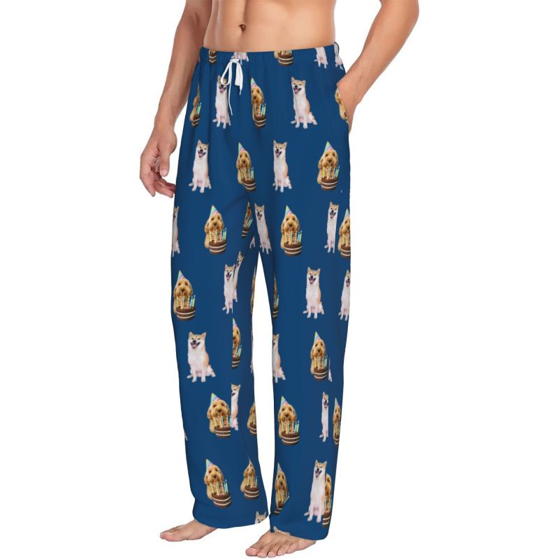 Custom Pet Photo Pajama Pants for Men – Personalized Dog & Cat Pajama
