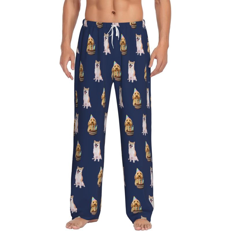 Custom Pet Photo Pajama Pants for Men – Personalized Dog & Cat Pajama