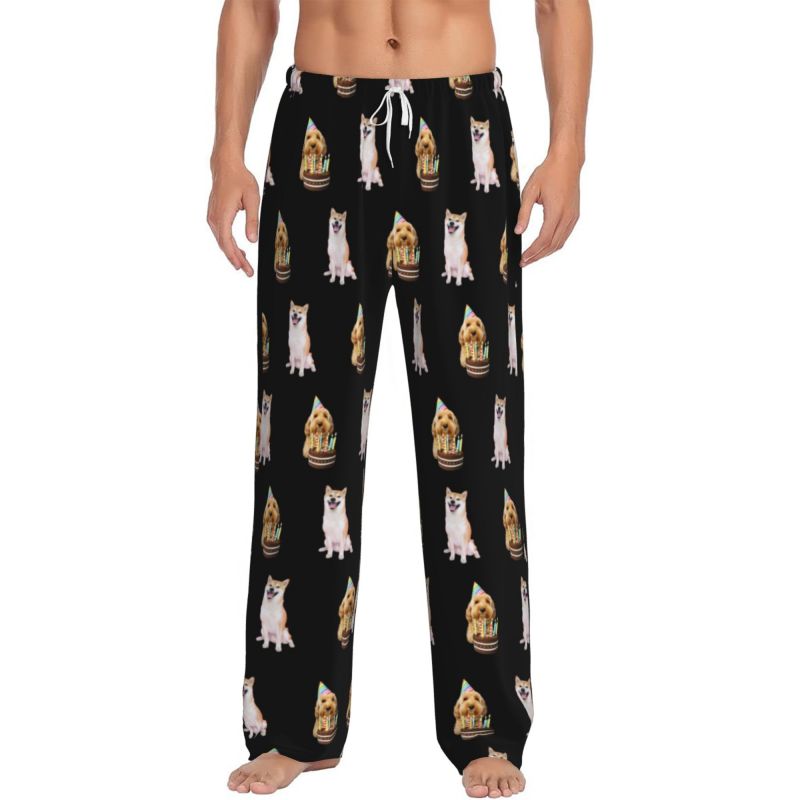 Custom Pet Photo Pajama Pants for Men – Personalized Dog & Cat Pajama