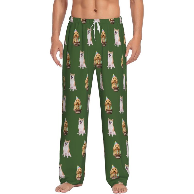 Custom Pet Photo Pajama Pants for Men – Personalized Dog & Cat Pajama