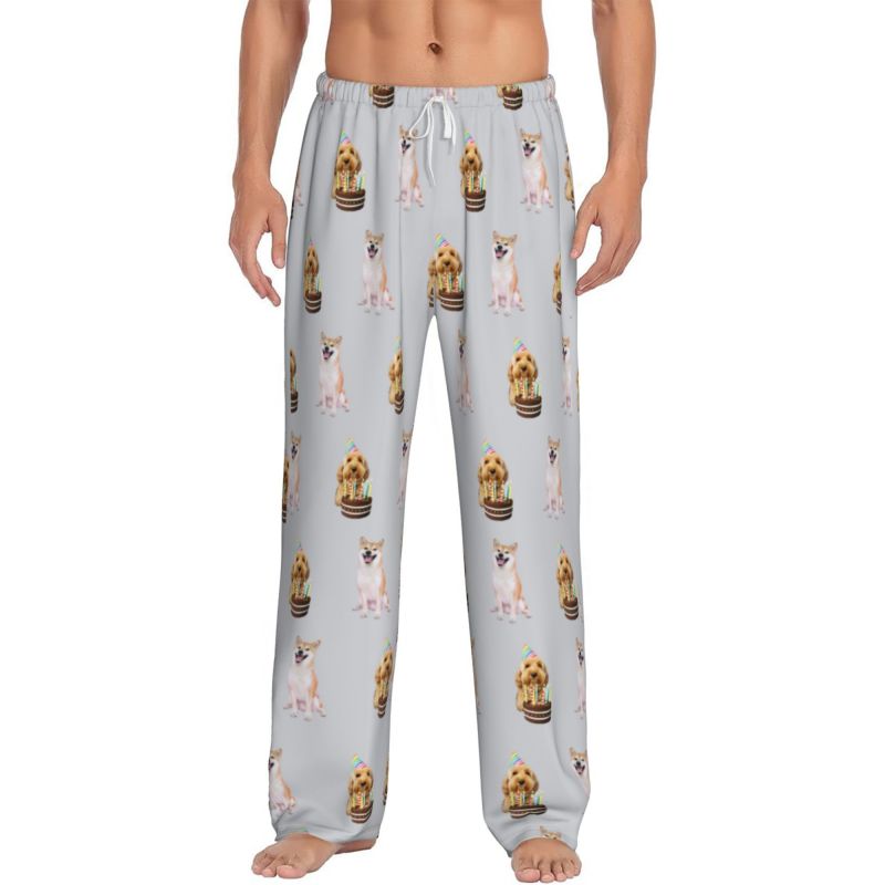 Custom Pet Photo Pajama Pants for Men – Personalized Dog & Cat Pajama