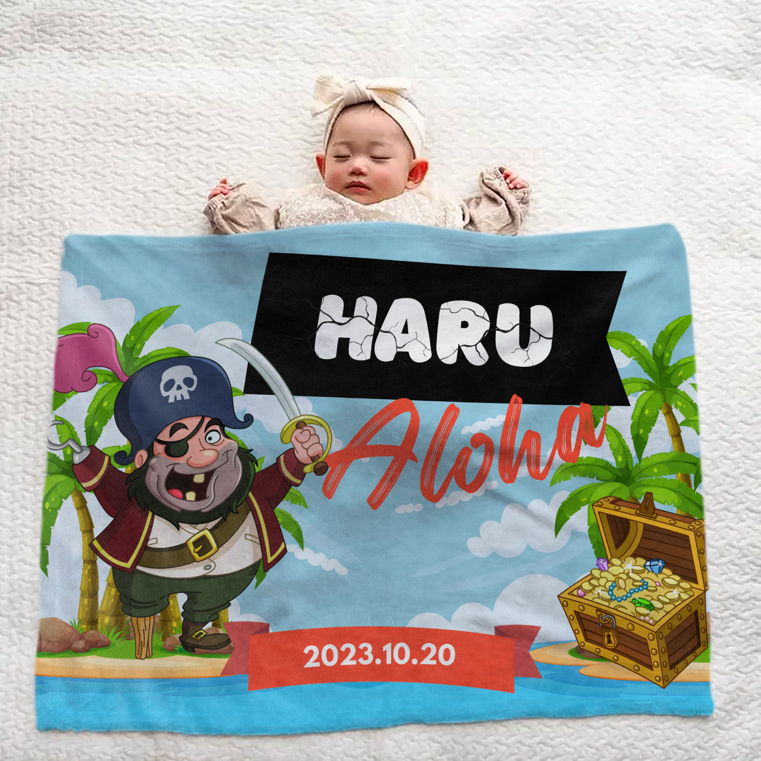 Personalized Newborn Blanket with Name - Treasure Box Design