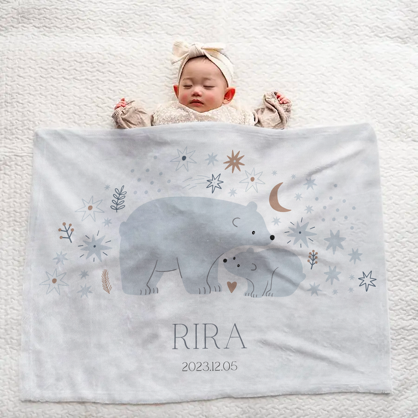 Personalized Baby Blanket | Large Size | Baby Gift | Polar Bear Design