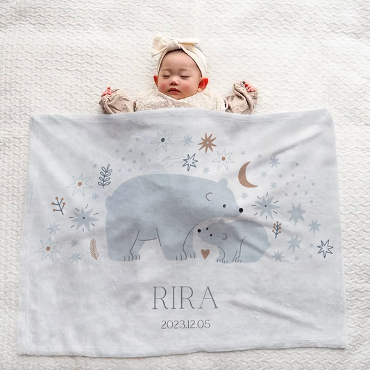 Personalized Baby Blanket | Large Size | Baby Gift | Polar Bear Design