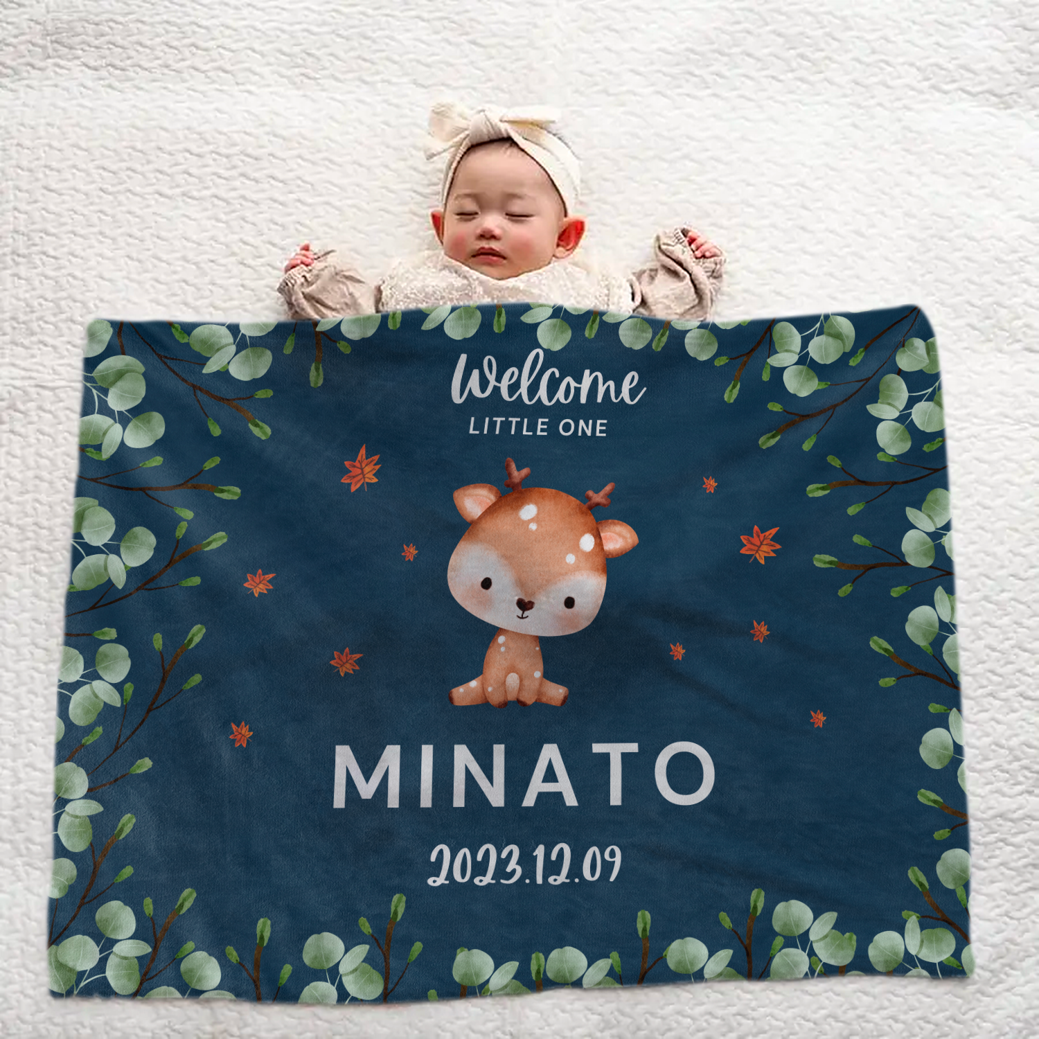 Custom Baby Blanket | Christmas Elk Theme