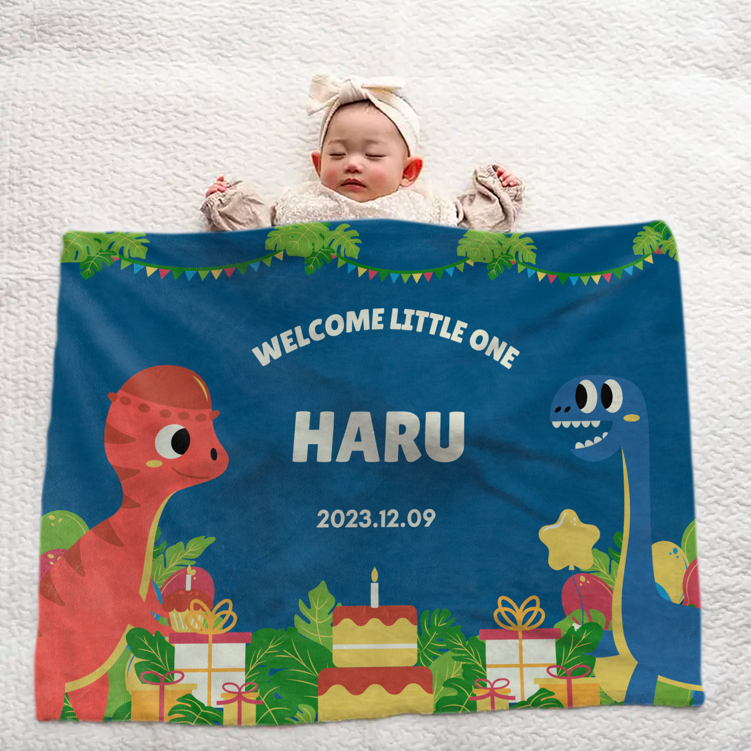 Personalized Baby Blanket | Large Size | Baby Gift | Dinosaur Birthday Party Design
