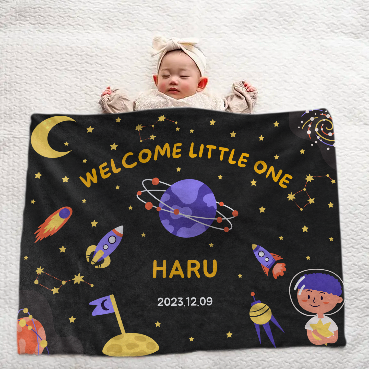 Personalized Baby Blanket | Large Size | Baby Gift | Fun Space Design