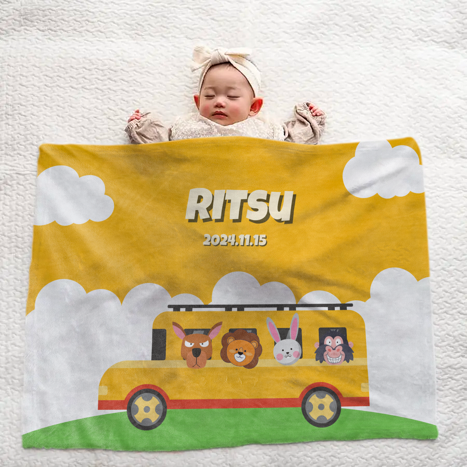 Personalized Large Baby Blanket โ€“ Rose Pattern | Baby Shower Gift for Girls or Boys