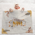 Personalized Large Baby Blanket | Autumn Leaves and Hedgehog Design