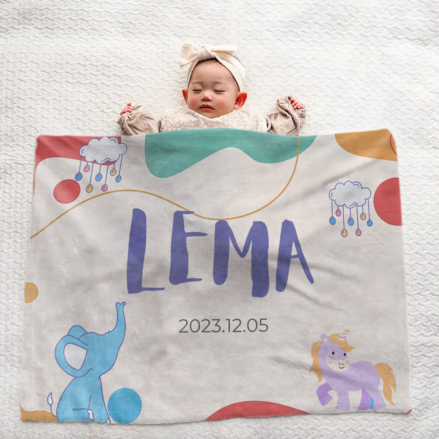 Custom Baby Blanket | Elephant and Unicorn