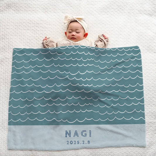 Custom Baby Blanket with Name — Large, Soft, and Ideal for Newborn Girls & Boys — Elegant Wave Pattern, a Lovely Baby Gift