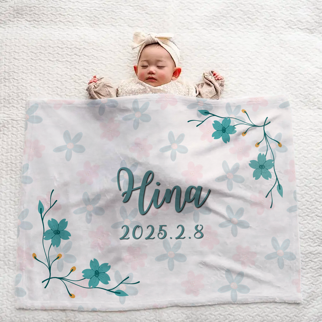 Floral Personalized Baby Blanket | Large and Cozy, Great Newborn Gift