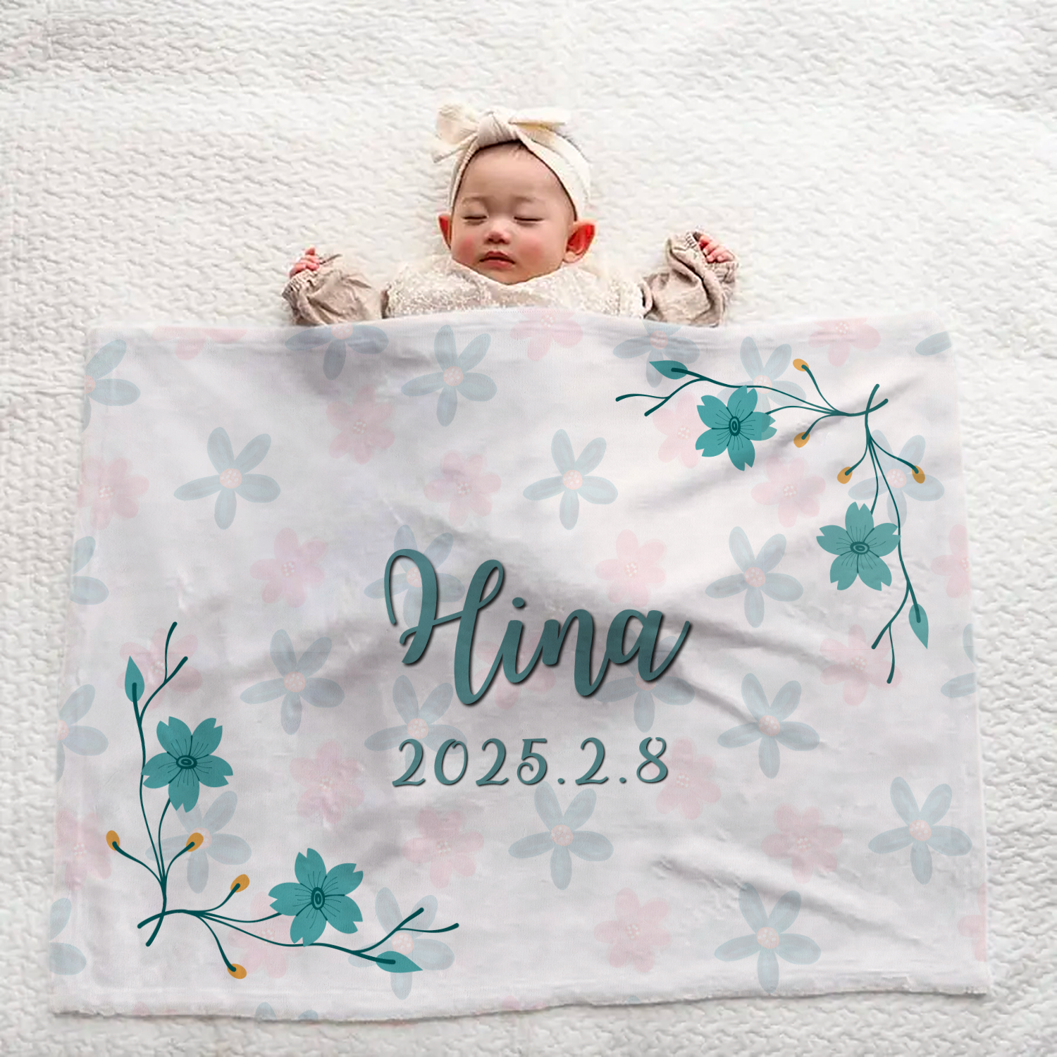 Floral Personalized Baby Blanket | Large and Cozy, Great Newborn Gift