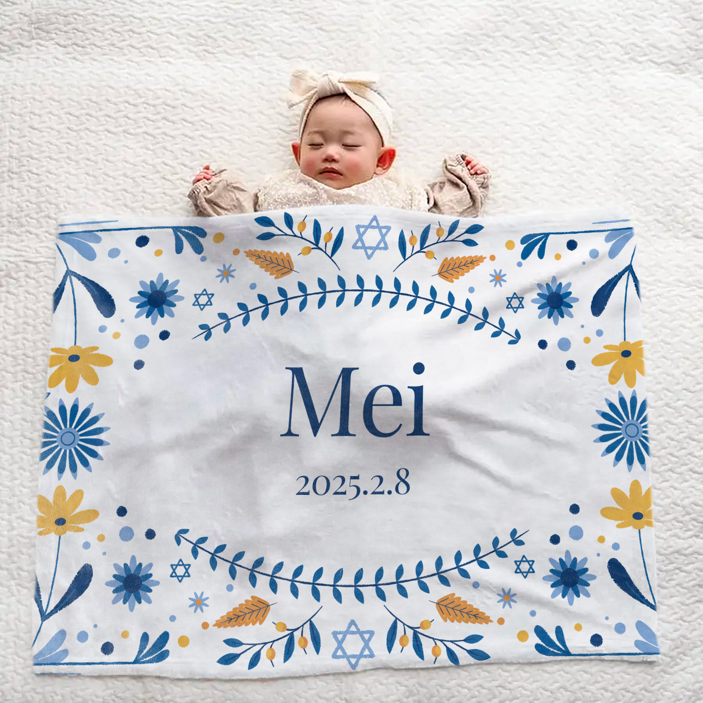 Personalized Name Blanket | Large Size | Gift for Baby or Adult | Lovely Floral Pattern | Great Present