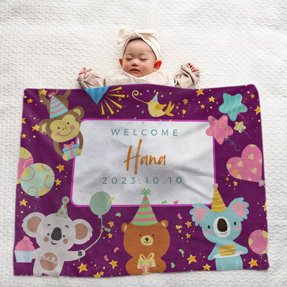 Personalized Baby Blanket | Newborn Gift | Animal Birthday Party