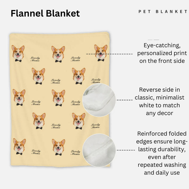 Custom Pet Photo Throw Blanket – Soft & Cozy Gift for Pet Lovers - Lovely Series - Dog 2