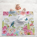 Personalized Baby Blanket for Girls - Floral Design 1