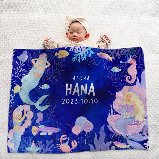 Personalized Baby Blanket | Newborn Gift | Animal Mermaid Design