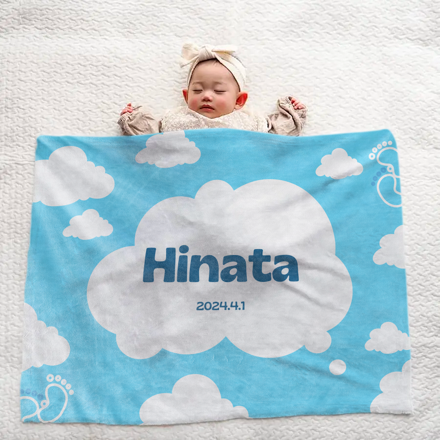 Personalized Large Baby Blanket | Cloud Design