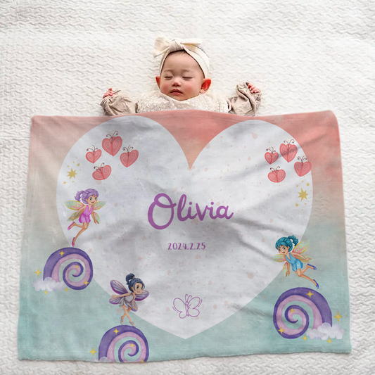 Custom Baby Blanket with Name – Magical Elf Pattern