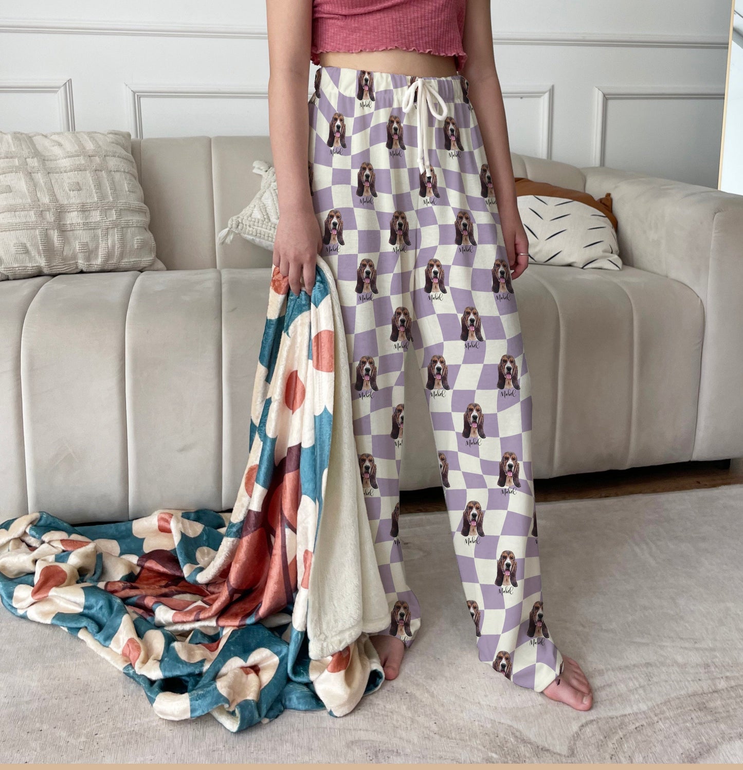 Unisex Custom Pet Photo Pajama Pants – Retro Style