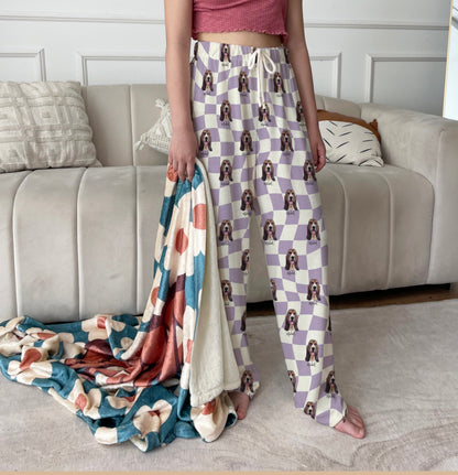 Unisex Custom Pet Photo Pajama Pants – Retro Style